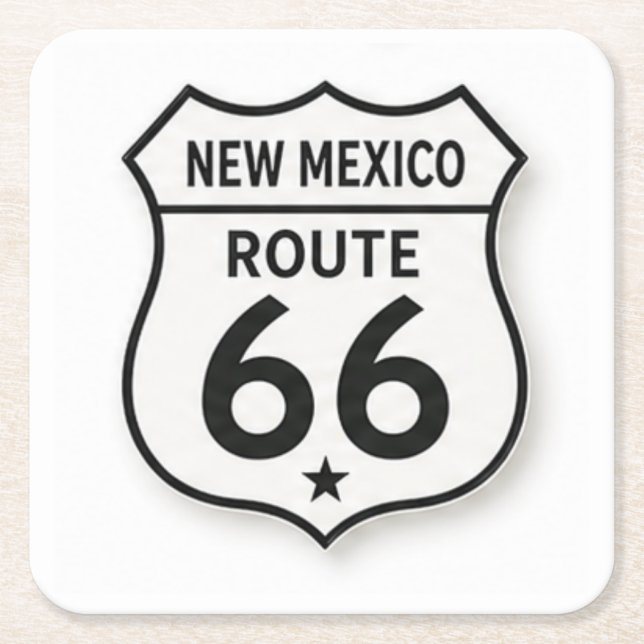 New Mexico Route 66 Retro White Shield Untersetzer (Vorderseite)