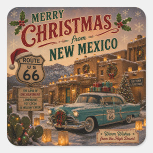 New Mexico Route 66 Urlaubs-Souvenir Quadratischer Aufkleber