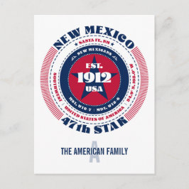 New Mexico, Santa Fe, NM, Patriotic, Monogram Postkarte