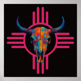 New Mexico Sonnen-Schädel Pink Poster
