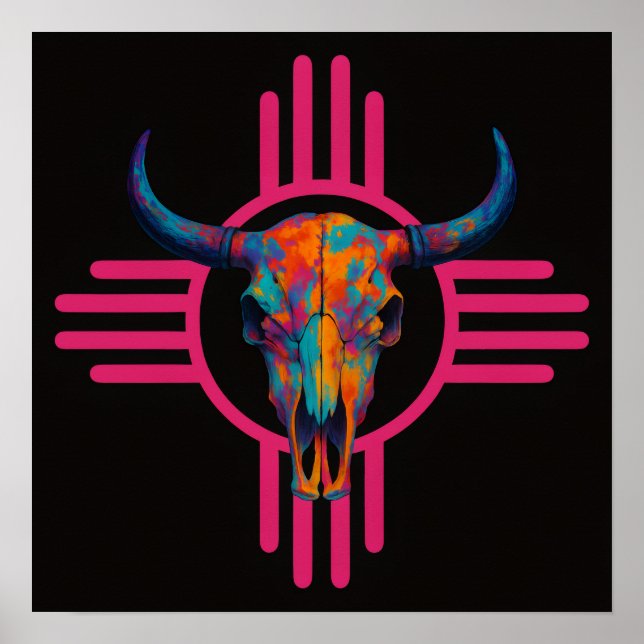 New Mexico Sonnen-Schädel Pink  Poster (Vorne)
