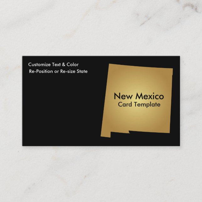 New Mexico Staat Business Card Metallisches Gold Visitenkarte (Vorderseite)