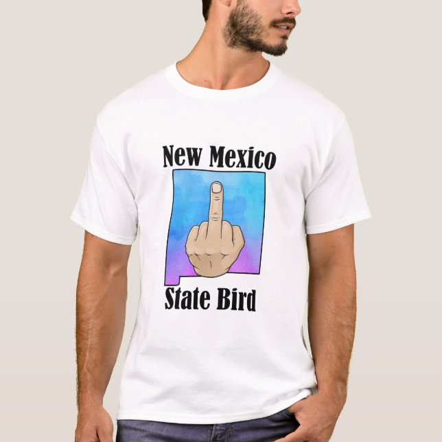 New Mexico Staat Vogel T - Shirt Mittelfinger Farb (Vorderseite)