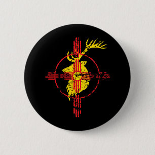 New Mexico State Flag Elch Jagd Zia Symbol Design Button