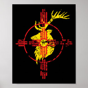 New Mexico State Flag Elch Jagd Zia Symbol Design Poster