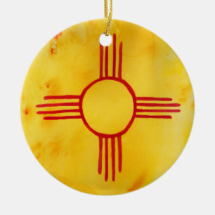 New Mexico State Flag Wasserfarbenmalerei Keramik Ornament