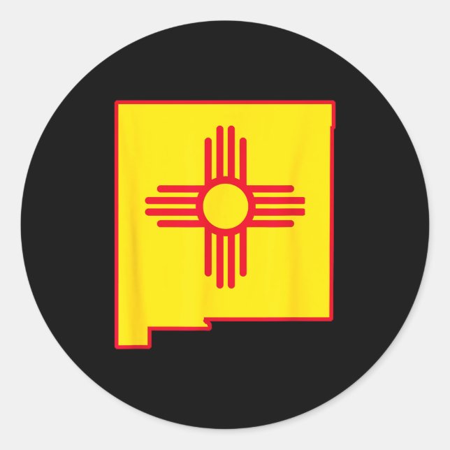 New Mexico State Flag Zia Symbol Flag New Mexico  Runder Aufkleber (Vorderseite)