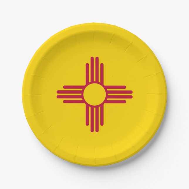 New Mexico State Flag Zia Symbol Party Pappteller (Vorderseite)