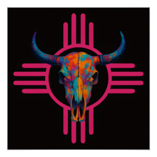 New Mexico Sun Totenkopf Pink Poster