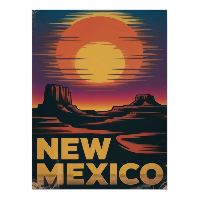 New Mexico Sunset Vintage Poster Rocky Formations (Vorderseite)