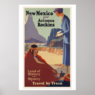 New Mexico und Arizona Rockies Vintage Reise Poster