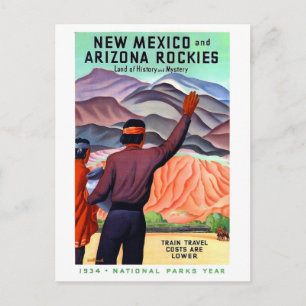 New Mexico und Arizona Rockies, Vintage Reise Postkarte