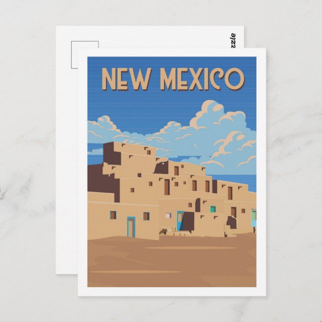 New Mexico USA Berühmtes Reiseziel Illustration Postkarte (Vorne/Hinten)