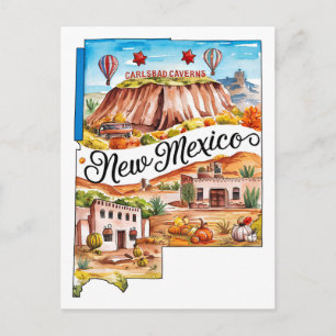 New Mexico USA Bundesstaat im Vintage-Wasserfarben Postkarte