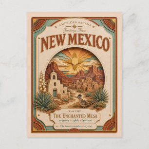 New Mexico Vintage Paper Cut American Arcana Postkarte