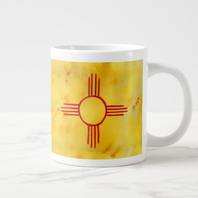 New Mexico Wasserfarbenflagge Jumbo-Tasse (Rechts)