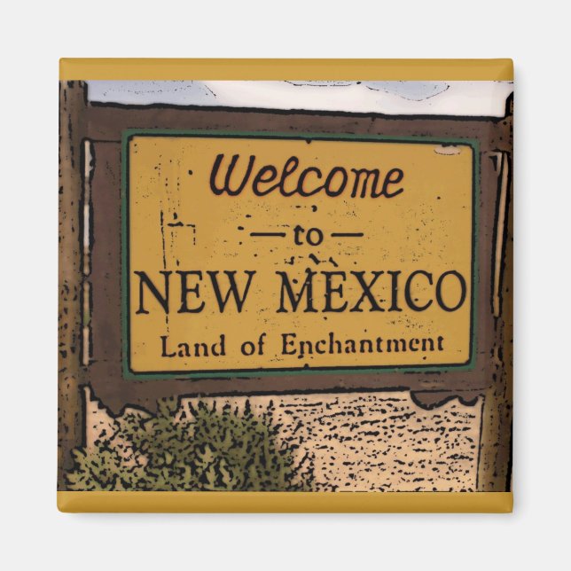 New Mexico Willkommensschild künstlerischer Magnet (Vorne)