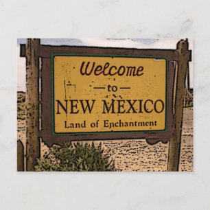 New Mexico Willkommensstraßenschild künstlerische Postkarte
