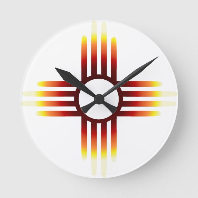 New Mexico Zia Sun Fire Runde Wanduhr (Vorderseite)