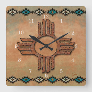 New Mexico Zia (sun) Quadratische Wanduhr