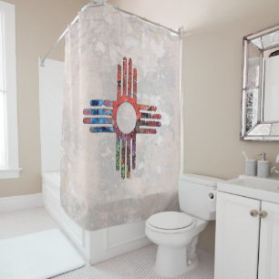 New Mexico Zia Sun Symbol Duschvorhang