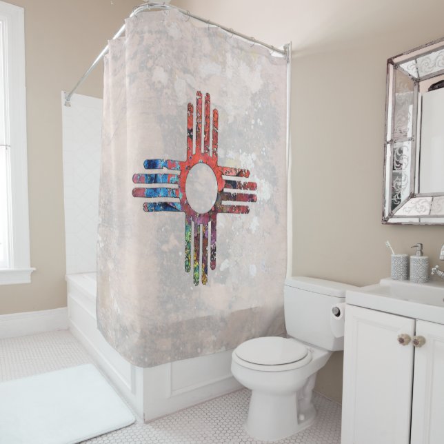 New Mexico Zia Sun Symbol Duschvorhang (Beispiel)