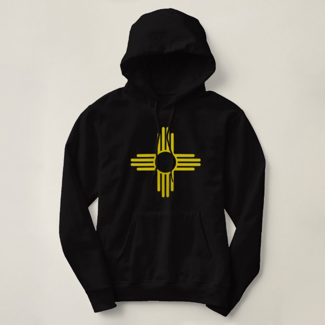 New Mexico Zia Sun Symbol Pocket Design Yellow Zia Hoodie (Design vorne)