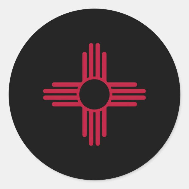 New Mexico Zia Sun Symbol Red Zia Sun allein Runder Aufkleber (Vorderseite)