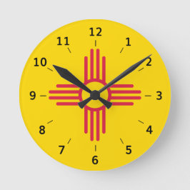 New Mexico Zia Sun Symbol Rundschau Runde Wanduhr