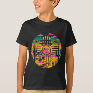 New Mexico Zia-Symbol Roswell UFO Alien farbenfroh T-Shirt