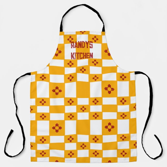 New Mexico Zia Yellow White Squares Schürze (Vorderseite)