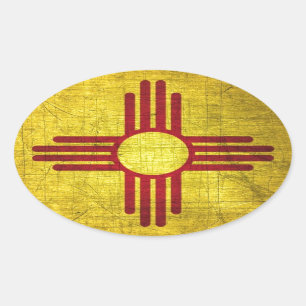 New Mexiko-Flagge Ovaler Aufkleber