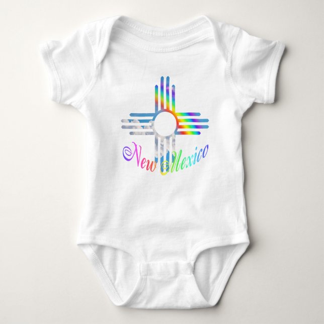 New Mexiko-Regenbogen-Zia-Symbol Baby Strampler (Vorderseite)
