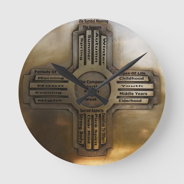 New-Mexiko Staat Zia Runde Wanduhr (Vorderseite)