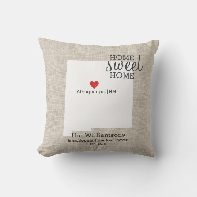 New-Mexiko Staats-Liebe-Zuhause-süße Kissen (Vorderseite)