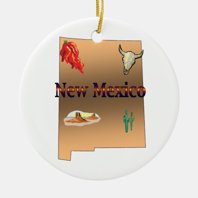 New Mexiko-Weihnachtsbaum-Verzierung Keramikornament (Vorne)