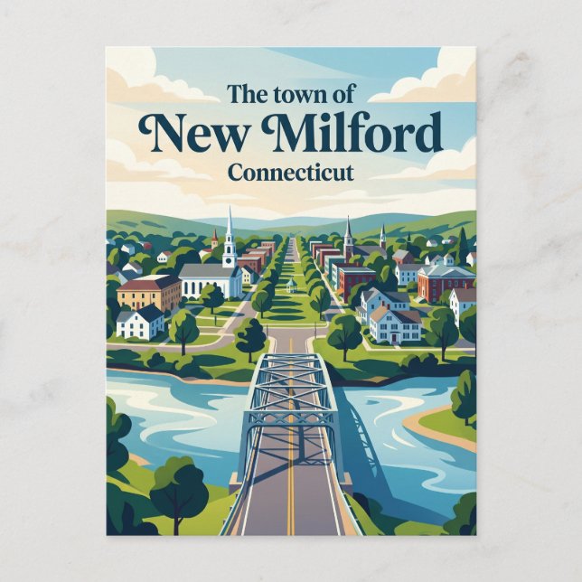 New Milford Connecticut Postkarte (Vorderseite)