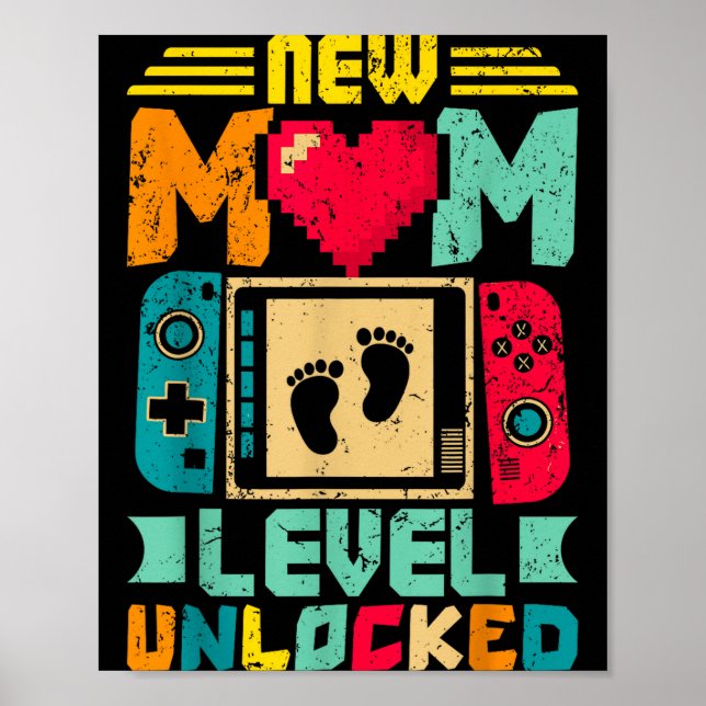 New Mom Level Unlocked Gamer Valentine's  Poster (Vorne)