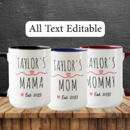 New Mom with Custom Name, Title & Est. Year Tasse