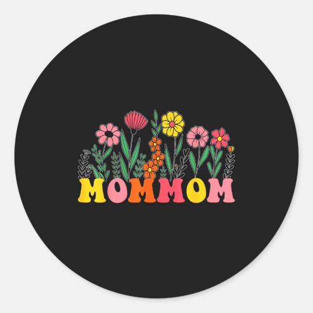 New Mommom Wildflower Floral First Birthday &amp;  Runder Aufkleber (Vorderseite)