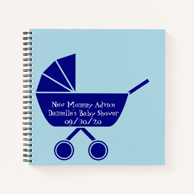 New Mommy Advice Blue Boy Baby Dusche Notizbuch (Vorderseite)