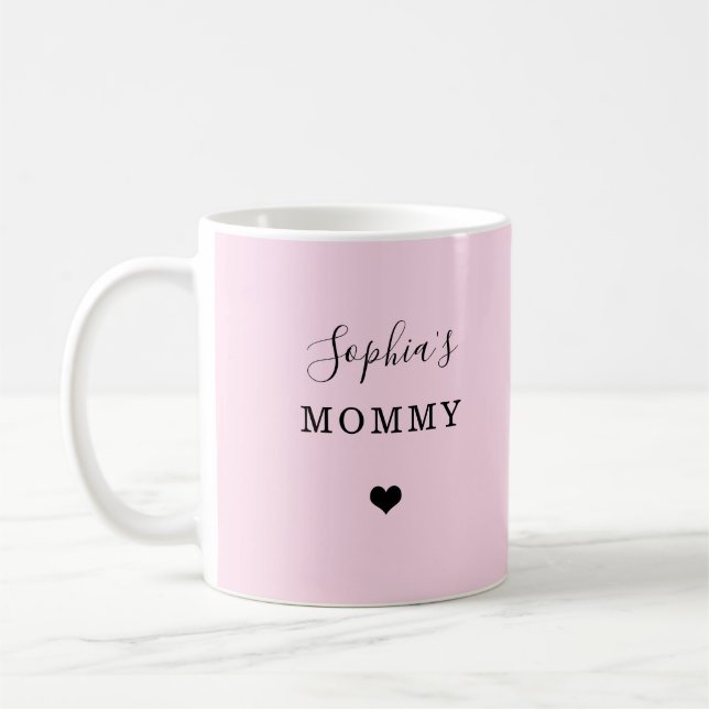 New Mommy - Name des Kindes mit einfachem Herzen Kaffeetasse (Links)