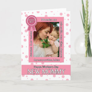 New Mommy Pink Polka Dot Mother's Day Foto Karte