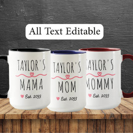 New Mommy with Custom Name, Title & Est. Year Tasse