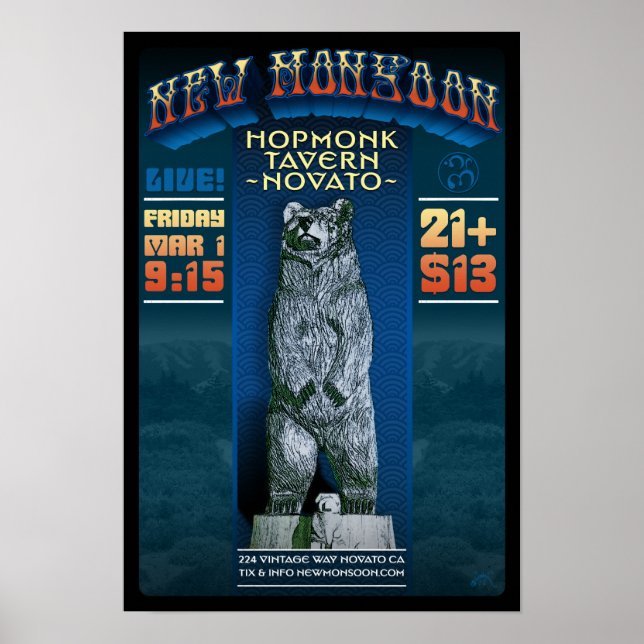 New Monsoon Hopmonk Tavern Novato CA 2013 Poster (Vorne)