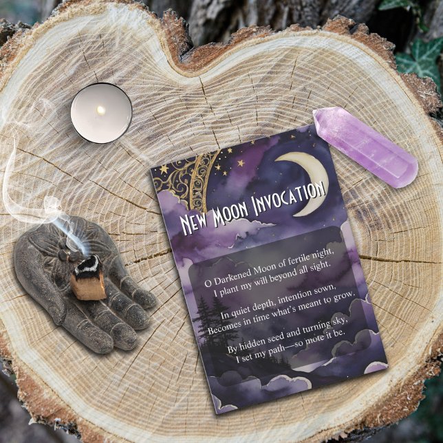New Moon Anrufung Pagan Gebet Taschenkarte Einladung (Purple Night Sky New Moon Invocation for Pagan and Wiccan Practice by Starborne Devotionals)