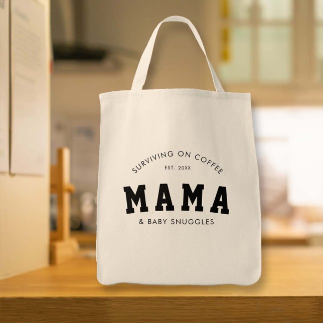 New Mother Coffee Snuggles Mama Funny Geschenk Tragetasche (funny grocery bag gift for new mother postpartum mom joke humor humorous)
