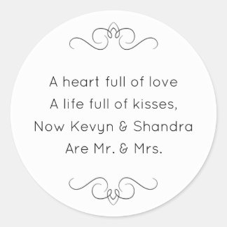 New Mr. und Mrs. Wedding Kisses Geem Runder Aufkleber