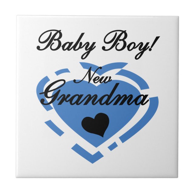 New Oma Baby Boy Blue Heart Geschenke Fliese (Vorderseite)