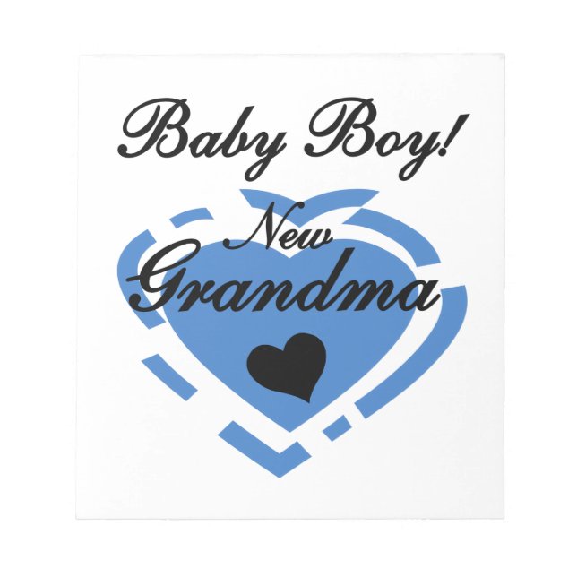 New Oma Baby Boy Blue Heart Geschenke Notizblock (Vorderseite)